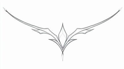 A delicate, stylized outline of a fantasy tiara or headpiece, featuring sharp, angular designs and a central faceted gemstone shape. The design is minimalist an