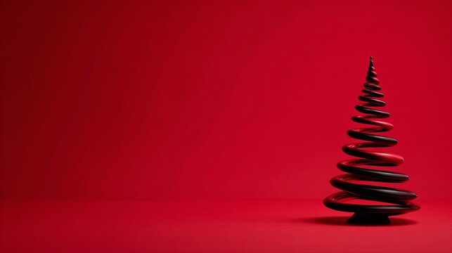 Unusual abstract Christmas tree on a red background	