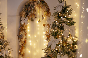 Defocused or shallow focus images with amazing bokeh and Christmas lights of a beautiful decoration. 