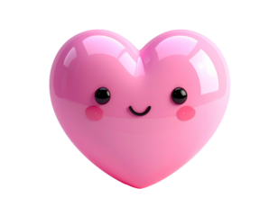 Cute pink heart with smiling face