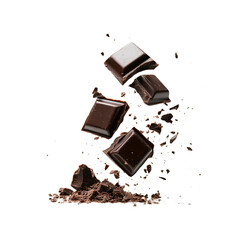 Falling Chocolate Chunks on Black Background