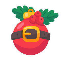 Festive Santa Belt Christmas Bauble with Holly Berries