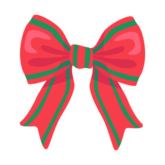 Red and Green Christmas Gift Bow Illustration