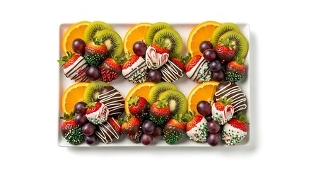 Assortment of fresh fruits and chocolate covered strawberries