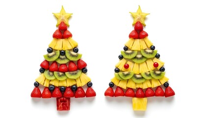 Christmas fruit trees isolated on white background