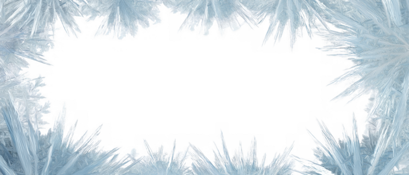 Icy textures highlight a white winter backdrop, AI, PNG