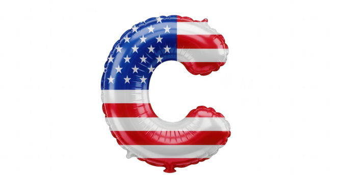 C letter balloon with usa flag pattern, patriotic symbol for national events - Powered by Adobe
