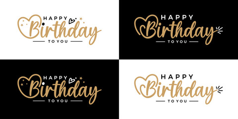 Happy Birthday hand drawn lettering design vector illustration. Symbol for Happy birthday celebration moment, anniversary, greeting card, and invitation.