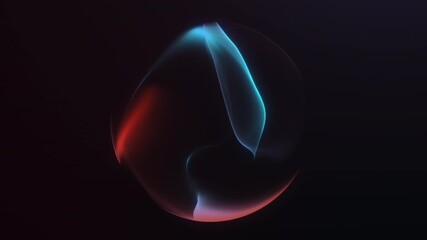 4K seamless loop with soft neon gradient waves forming a stylish minimal futuristic orb. Elegant digital motion graphics for modern visual design.