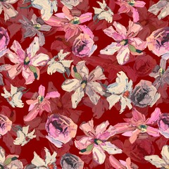 red rose petals design Abstract art watercolor flower creative allover design new concept textile design Seamless floral pattern digital creators art design repeat pattern fabric print 