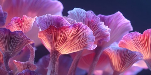 Close-up of Pink and Purple Psilocybin Mushrooms in Psychedelic Setting