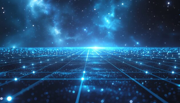 Blockchain-Inspired Glowing Network Background - Powered by Adobe