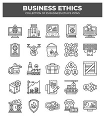 Collection of 25 Business Ethics Icons: A Guide to Ethical Business Practices