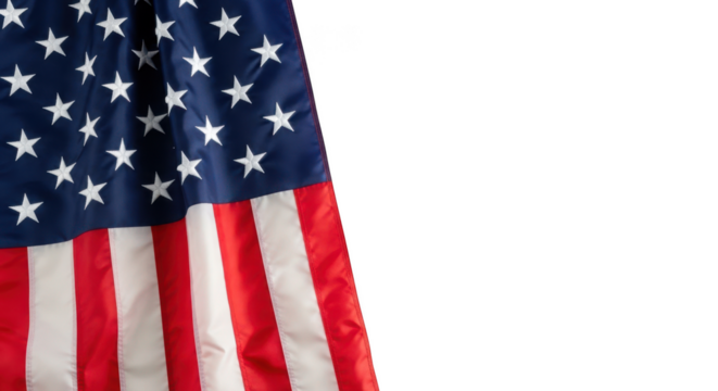 Waving american flag displaying stars and stripes, a patriotic symbol of liberty. - Powered by Adobe