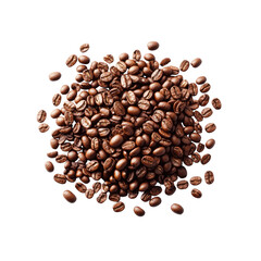 Pile of roasted coffee beans on black