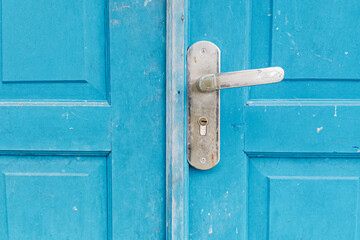 old blue door with lock