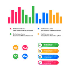Set of colored infographic elements on a white background in different formats with text