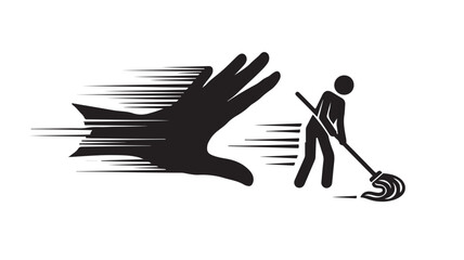 Dynamic cleaning service icon with speed lines for fast, efficient solutions and a spotless finish, conveying cleanliness, hygiene, and professional results for homes and offices