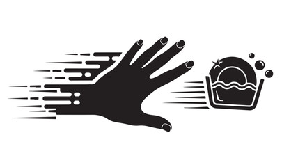 Speedy dishwashing hand motion to clean kitchenware, emphasizing fast and efficient housework, ideal for cleaning product ads and time-saving solutions, conveying freshness and cleanliness