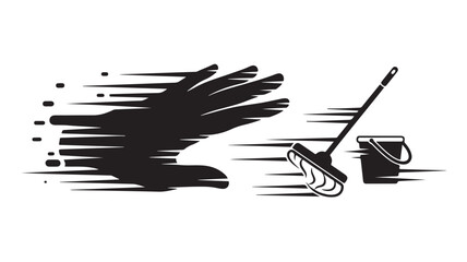 Speedy cleaning service delivering sparkling results with mop and bucket, promising efficiency and a spotless home, perfect for advertising professional housekeeping solutions