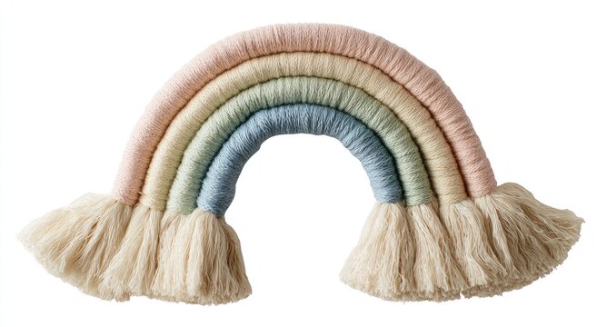 Pastel rainbow macrame wall hanging