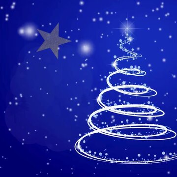 Biglietto di auguri italiana di Buon Natale animato, minimalista, elegante, blu navy, con decorazione natalizia dorata