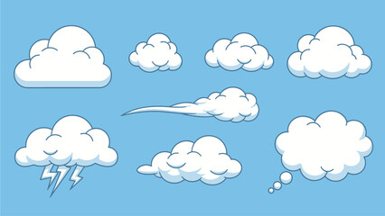 Cartoon Clouds Collection on Blue Sky