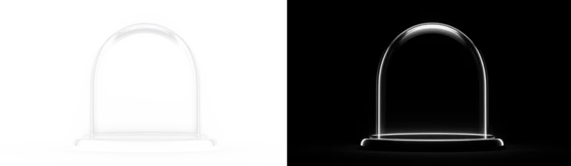 Fototapeten Pony Transparent PNG illustration of a glass bell jar on a pedestal. Isolated realistic protective cloche dome mockup for product display and exhibition.  © ellyson