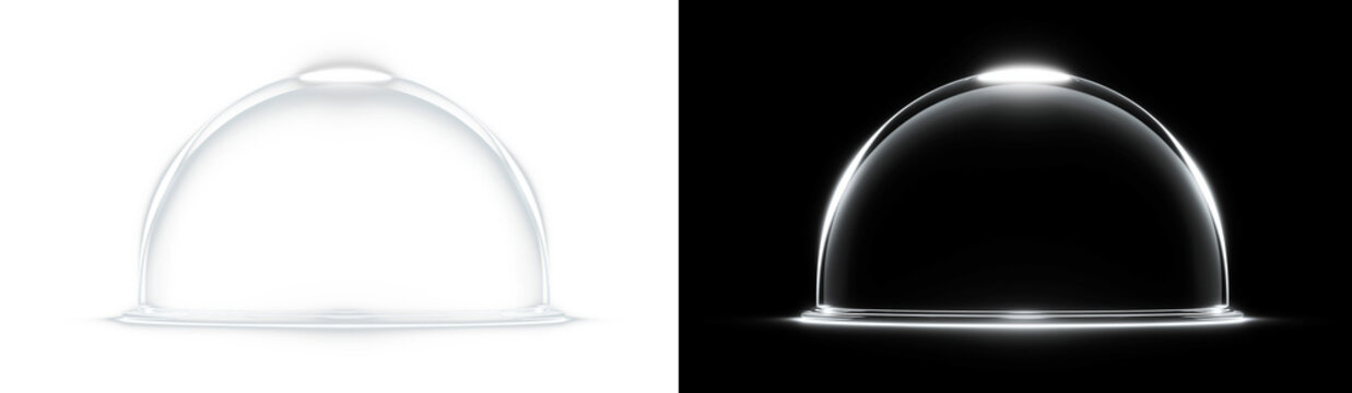 Transparent PNG illustration of a glass bell jar on a pedestal. Isolated realistic protective cloche dome mockup for product display and exhibition.