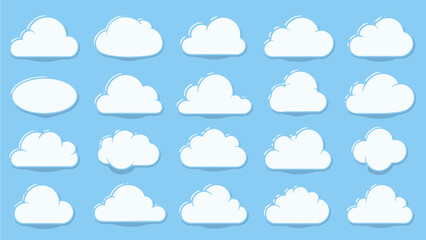 Cartoon Clouds Collection on Blue Sky