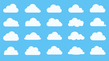 Cartoon Clouds Collection on Blue Sky