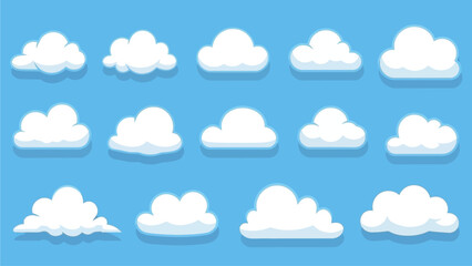Cartoon Clouds Collection on Blue Sky