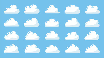 Cartoon Clouds Collection on Blue Sky