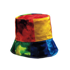 Colorful bucket hat on black background