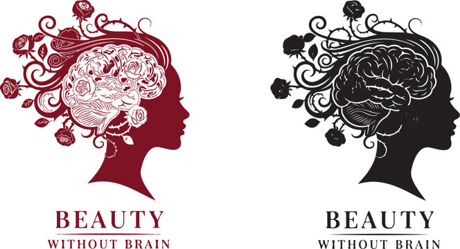 Beauty with Brains Logo Vector Design & Intelligence and Beauty Logo Template