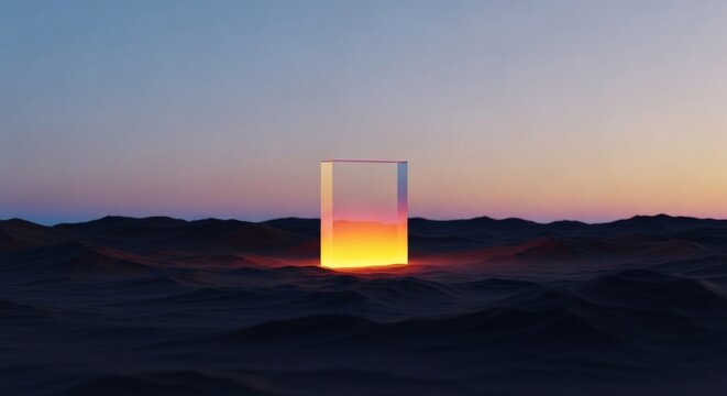 Glowing Monolith Desert Dawn.