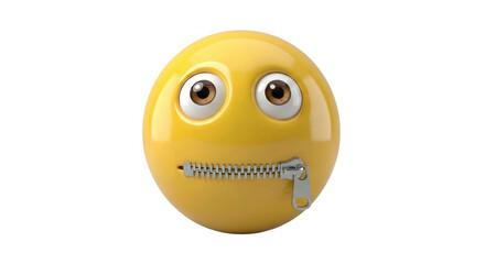 Zipper Mouth Emoji: Silent Communication, Secrecy, and Muted Expression - 3D Visual Concept