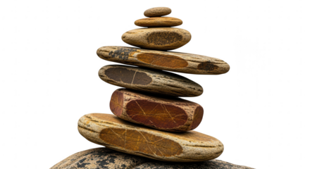 Stacked stones cairn demonstrating perfect balance and zen harmony in nature