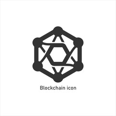 Black Blockchain Icon in Hexagonal Pattern, Representing Decentralized Finance, Crypto Technology, Distributed Ledger, and Secure Digital Transactions