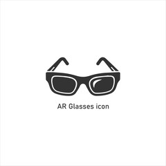 Black AR Glasses Icon, Representing Augmented Reality, Virtual Reality, Smart Eye wear, Future Technology, Digital Interface, and Wearable Gadgets
