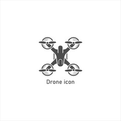 Minimal Drone Quadcopter Icon Vector, Modern UAV Logo Symbol, Flat Black Silhouette Illustration Isolated on White Background Simple Design

