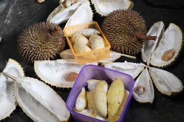 fresh durian on market