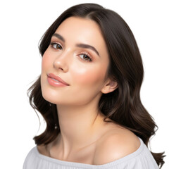 Young Woman with Smooth Skin and Natural Makeup in Soft Light