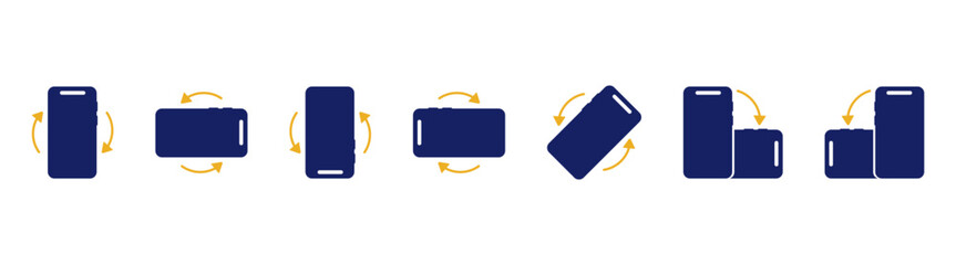 Mobile Phone Rotation Icons — Screen Orientation, Tilt and Flip Vector Set for Smartphone, Interface, and Technology on Transparent Background