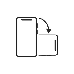 Rotate Mobile and Smartphone Icon — Screen Orientation, Tilt, Flip, Swipe for Device, App, and Technology on Transparent Background