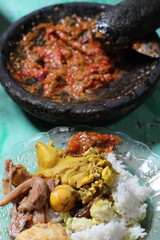 indonesia traditional sambal and food