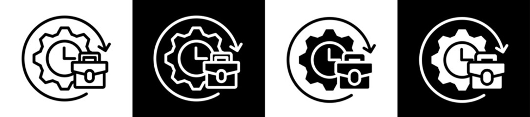 Obraz premium Work Efficiency Icon Set In Black And White Filled Style Collection 