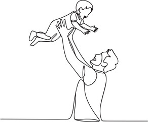 PrinMinimalist One Continuous Line Drawing of Father and Child Playingt