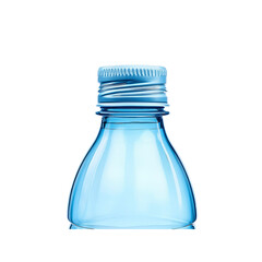 Empty transparent blue plastic bottle