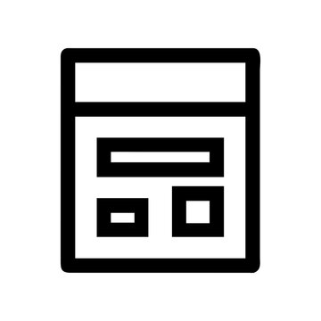 Icon of a document with text boxes and rectangle on transparent background
